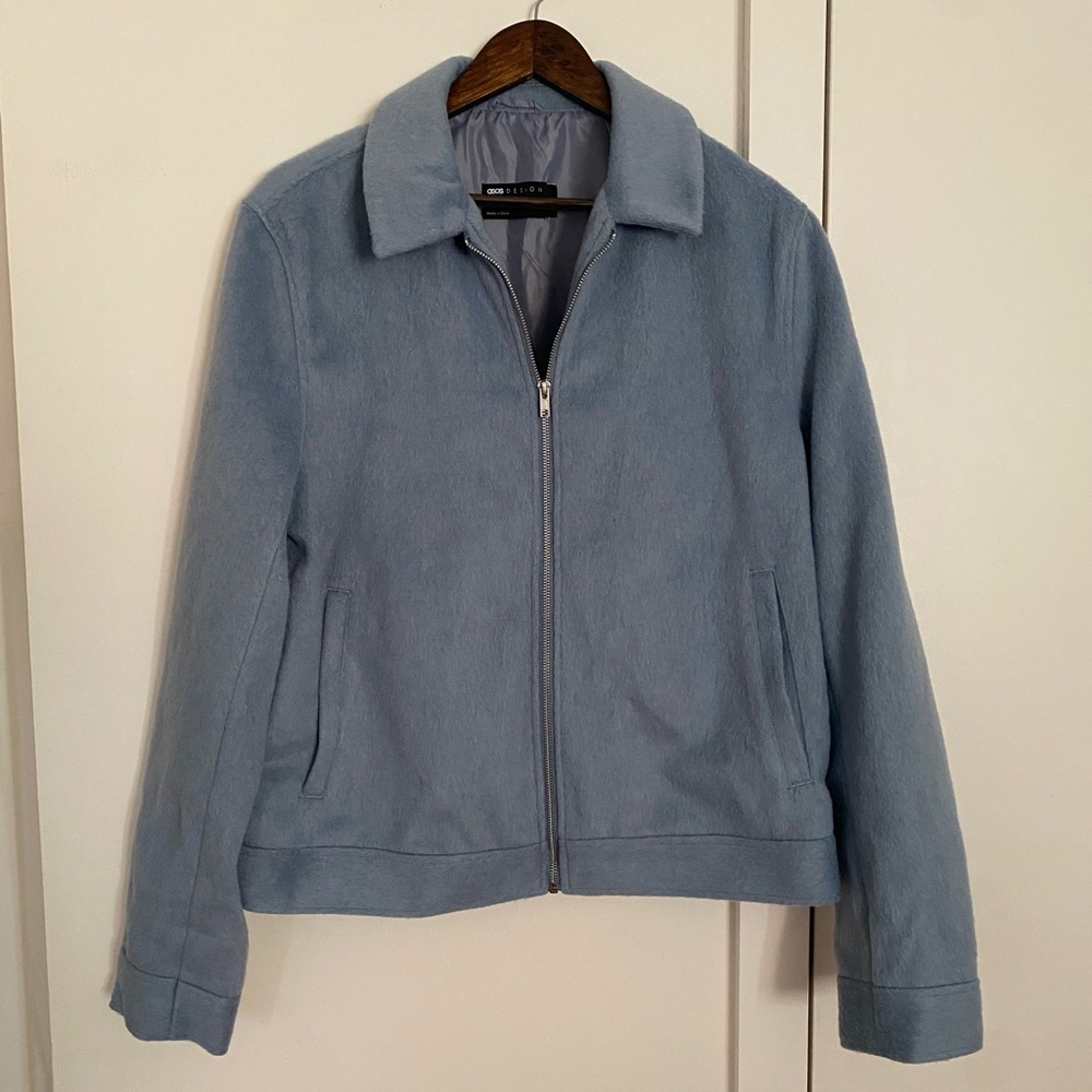 NWOT ASOS Light Blue Zip-Up Shirt Jacket